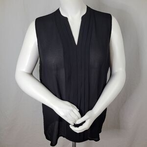 Avenue Black‎ Sheer V-Neck Pleated Front Sleeveless Blouse Size 22/24